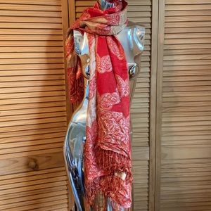 Vintage, Rossini Red Scarf W/ embroidery like decals